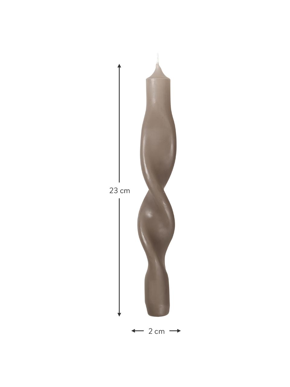 Chandelle Twist, 2 pièces, Cire, Gris, Ø 2 x haut. 23 cm