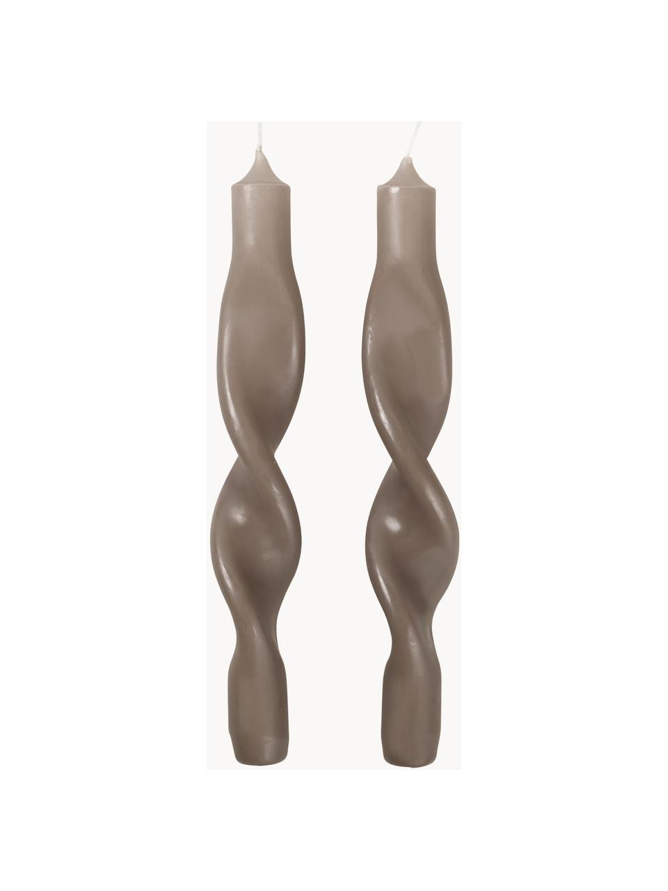 Velas cónicas Twist, 2 uds., Cera, Gris, Al 23 cm