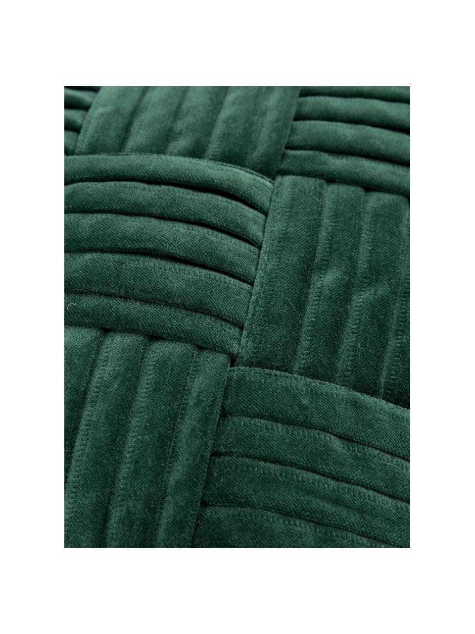 Housse de coussin en velours texturé Sina, Velours (100 % coton), Vert foncé, larg. 30 x long. 50 cm