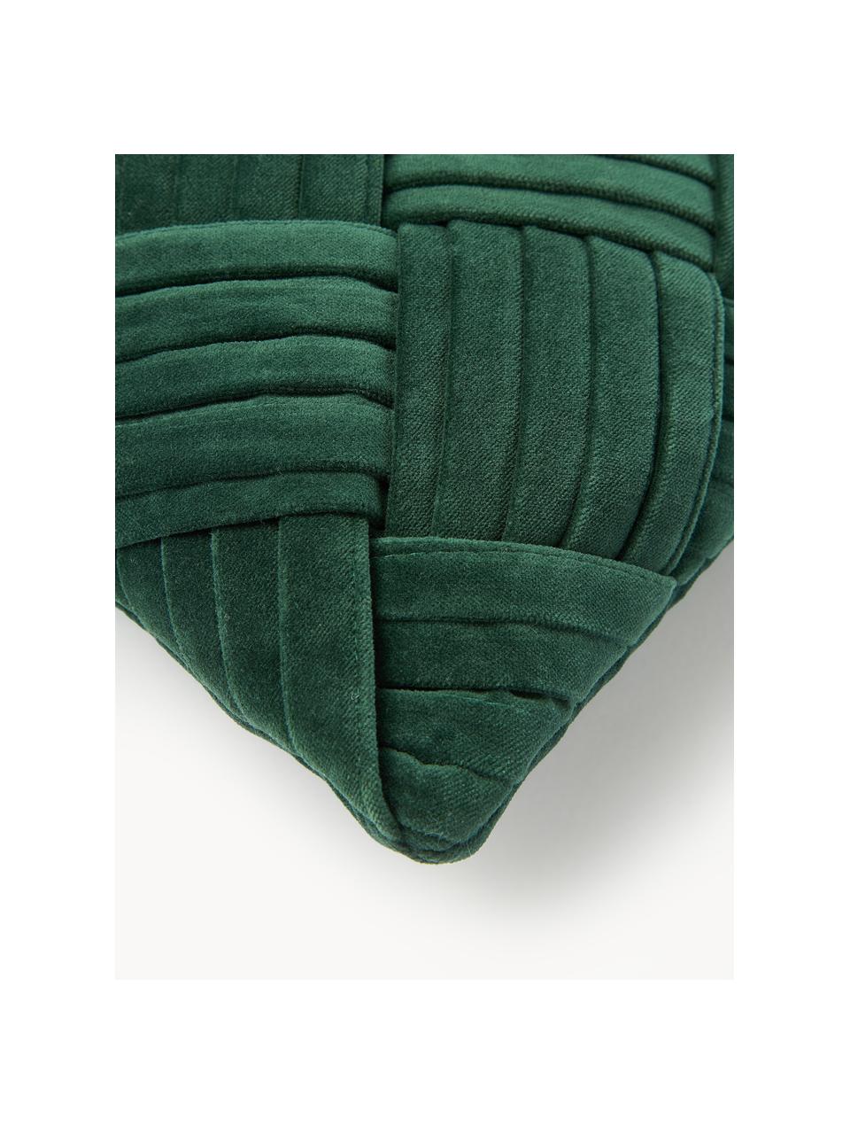 Sametový povlak na polštář se strukturálním vzorem Sina, Samet (100 % bavlna), Tmavě zelená, Š 30 cm, D 50 cm