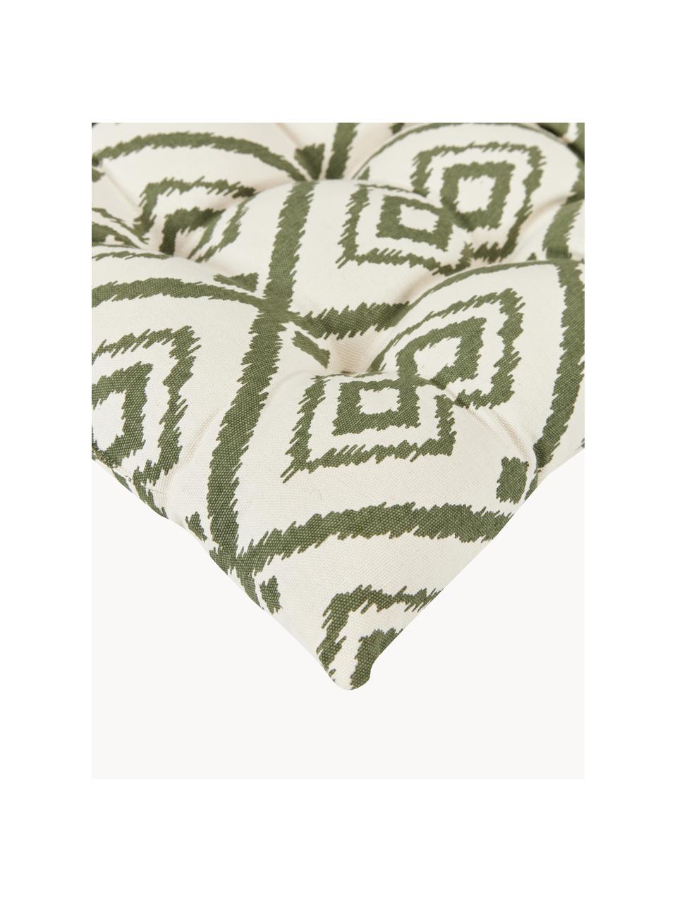 Bavlnená poduška na stoličku Delilah, Olivovozelená, krémovobiela, Š 40 x D 40 cm