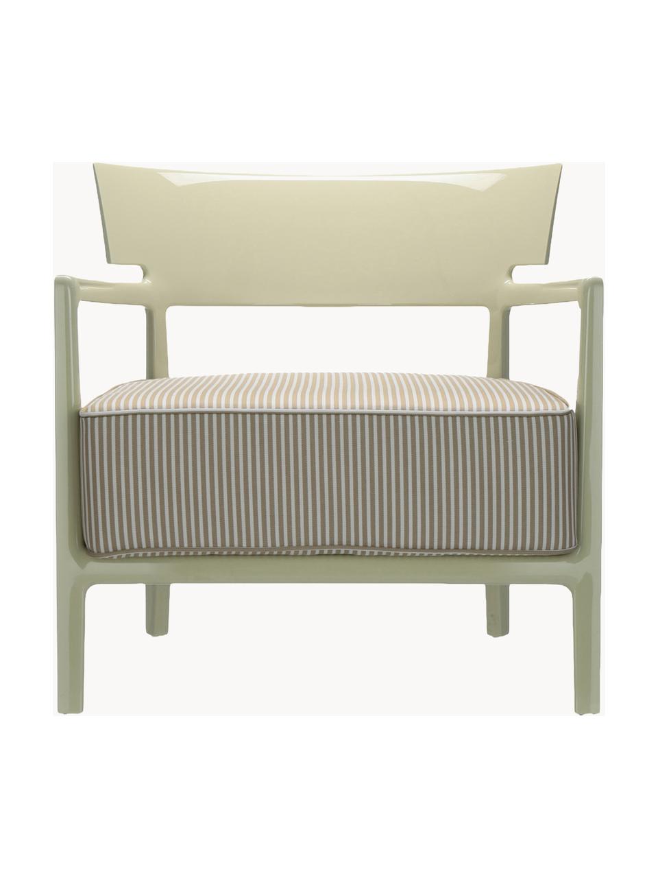 Fauteuil de jardin Cara, Tissu beige, blanc, vert clair, larg. 68 x prof. 67 cm