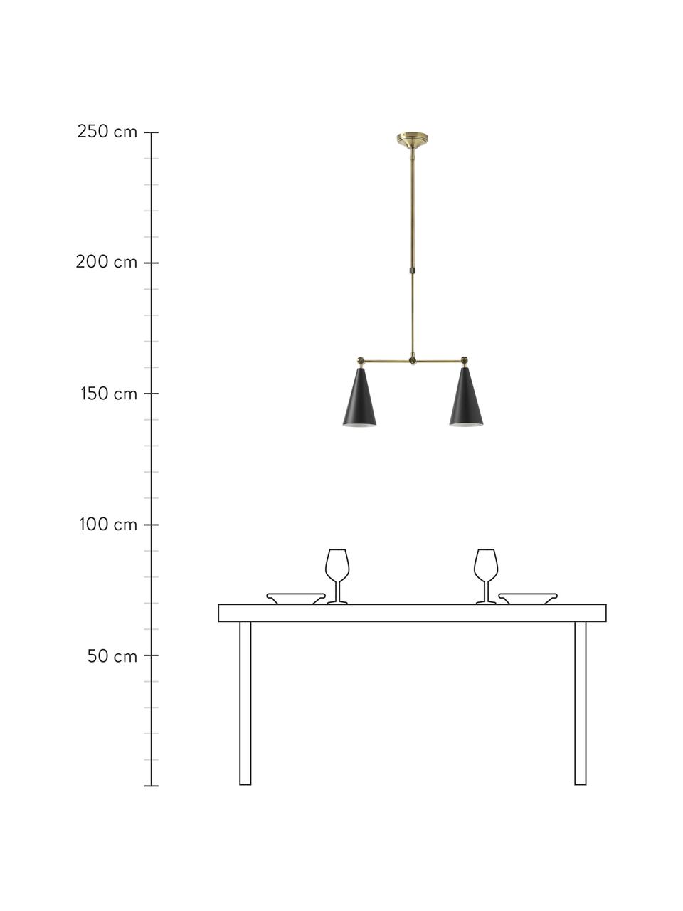 Verstellbare Pendelleuchte Aubrey, Metall, beschichtet, Goldfarben, Schwarz, B 81 x H 113 cm