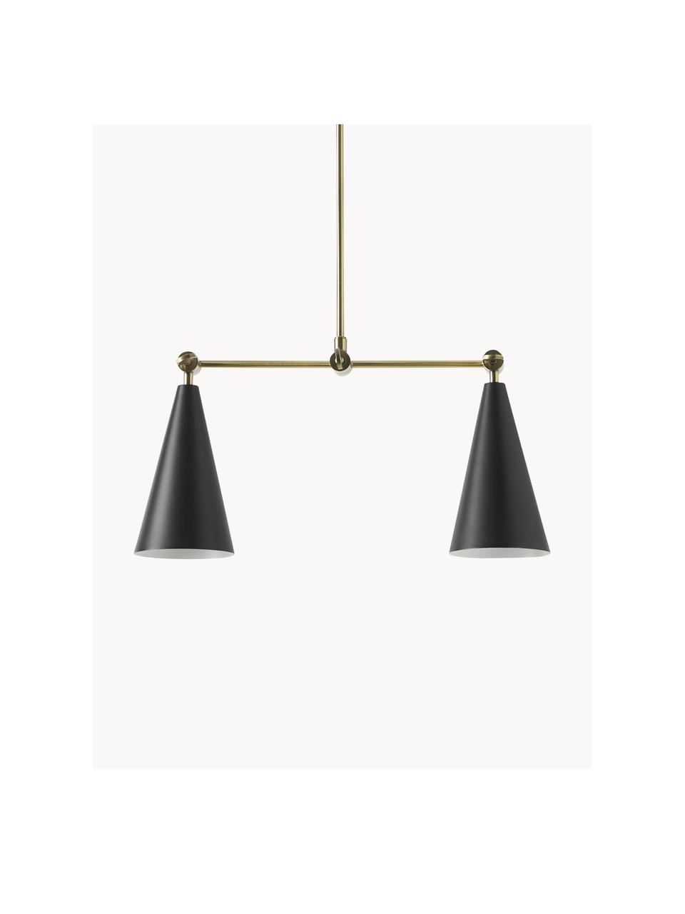 Verstelbare hanglamp Aubrey, Gecoat metaal, Goudkleurig, zwart, B 81 cm