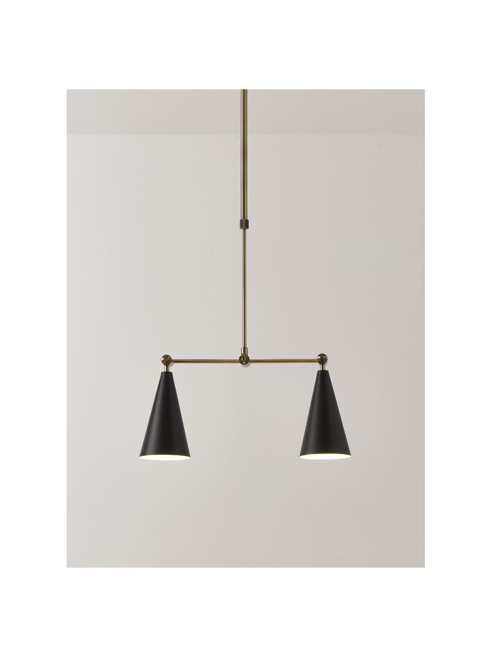 Verstelbare hanglamp Aubrey, Gecoat metaal, Goudkleurig, zwart, B 81 cm