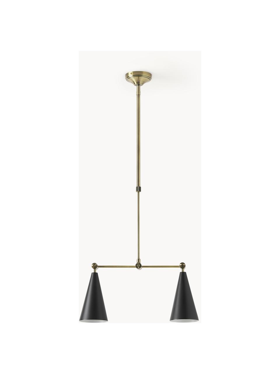 Verstelbare hanglamp Aubrey, Gecoat metaal, Goudkleurig, zwart, B 81 cm