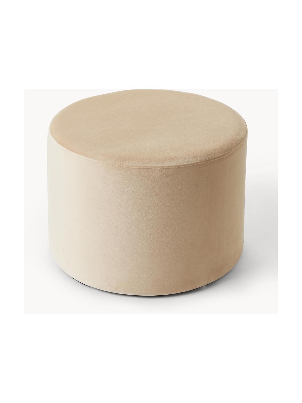 Pouf en velours Daisy, Velours beige clair, Ø 54 x haut. 38 cm