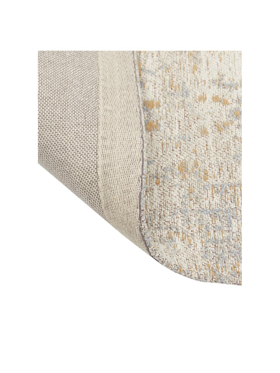 Ręcznie tkany chodnik szenilowy w stylu vintage Loire, Kremowobiały, beżowy, S 80 x D 300 cm