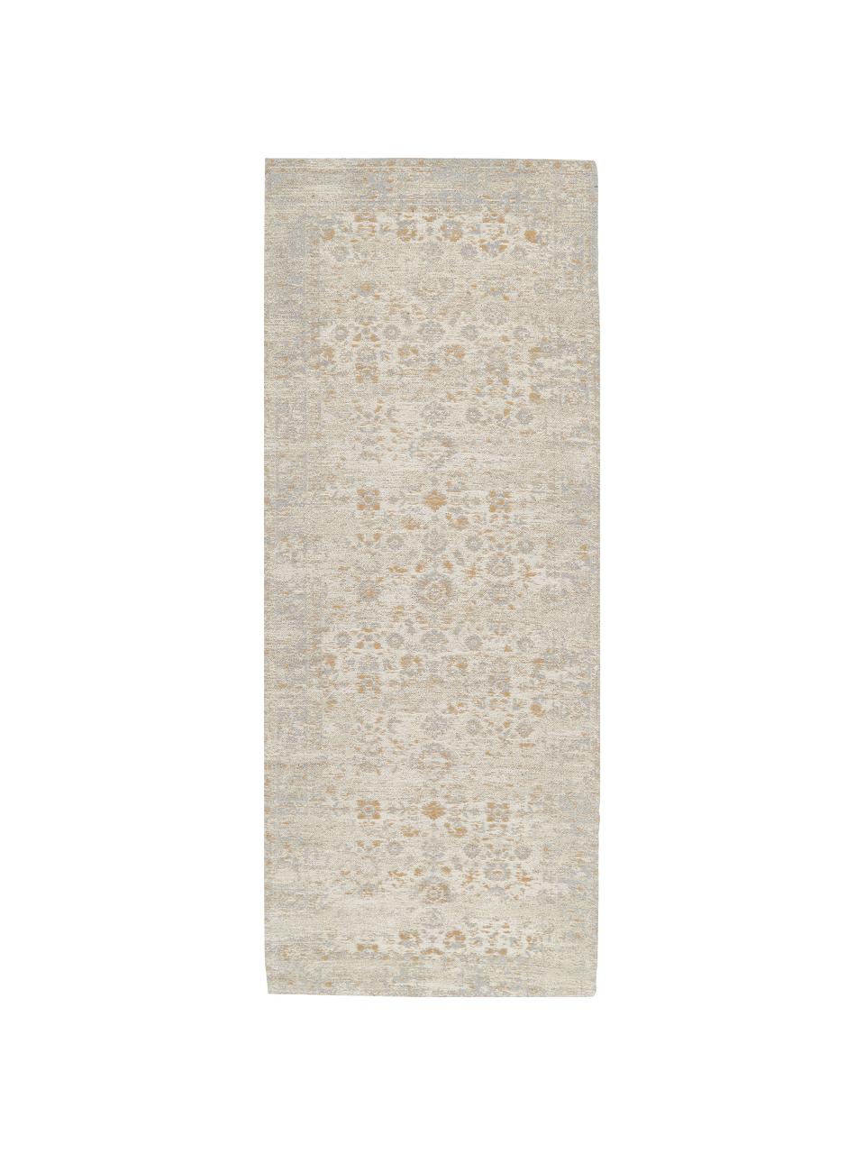 Tapis de couloir chenille tissé main Loire, Tons beiges, larg. 80 x long. 200 cm