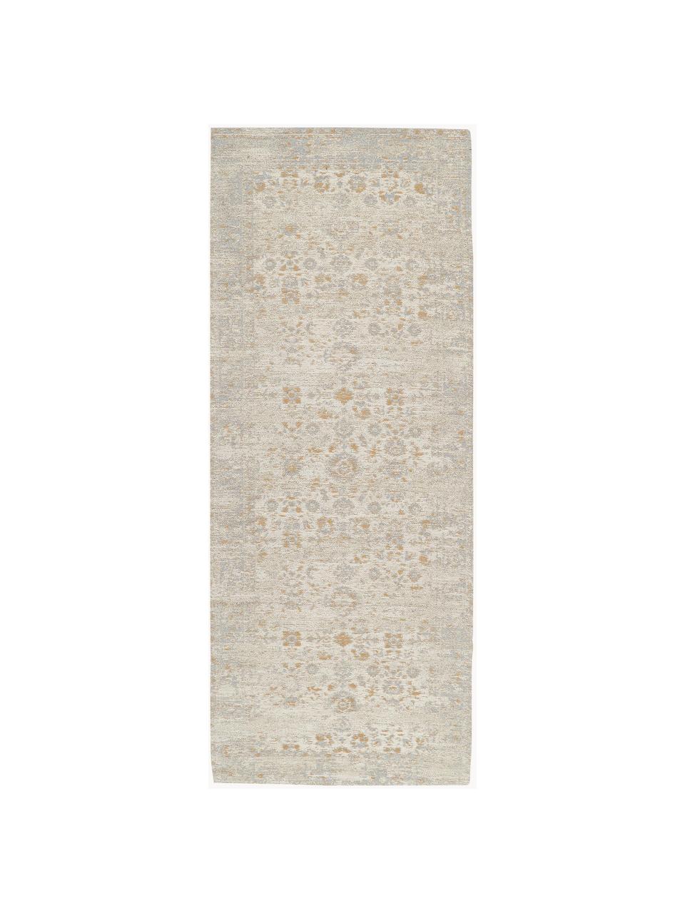 Tapis de couloir chenille tissé main Loire, Tons beiges, larg. 80 x long. 300 cm