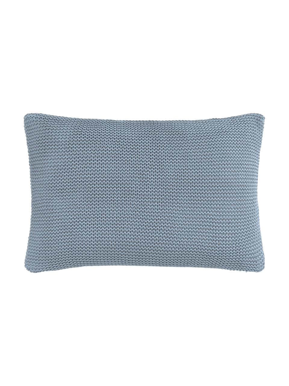 Strick-Kissenhülle Adalyn aus Bio-Baumwolle in Blau, 100% Bio-Baumwolle, GOTS-zertifiziert, Blau, B 30 x L 50 cm