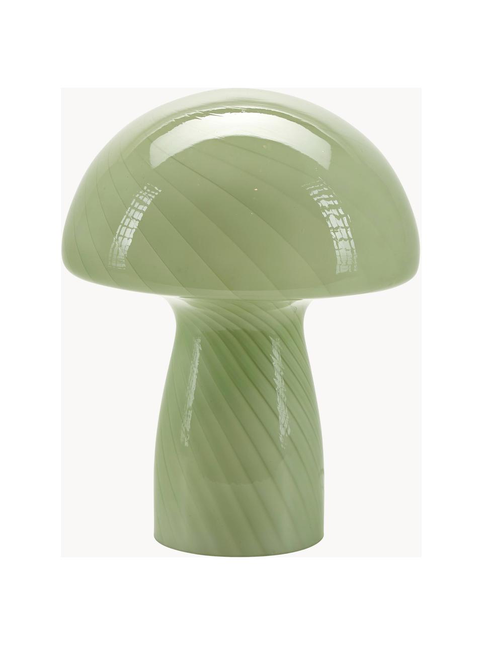 Malá skleněná stolní lampa Mushroom, Světle zelená, Ø 19 cm, V 23 cm