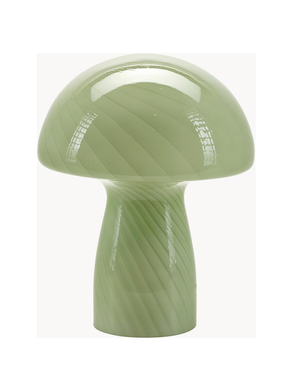 Lámpara de mesa pequeña de vidrio Mushroom, Lámpara: vidrio, Cable: plástico, Verde claro, Ø 19 x Al 23 cm