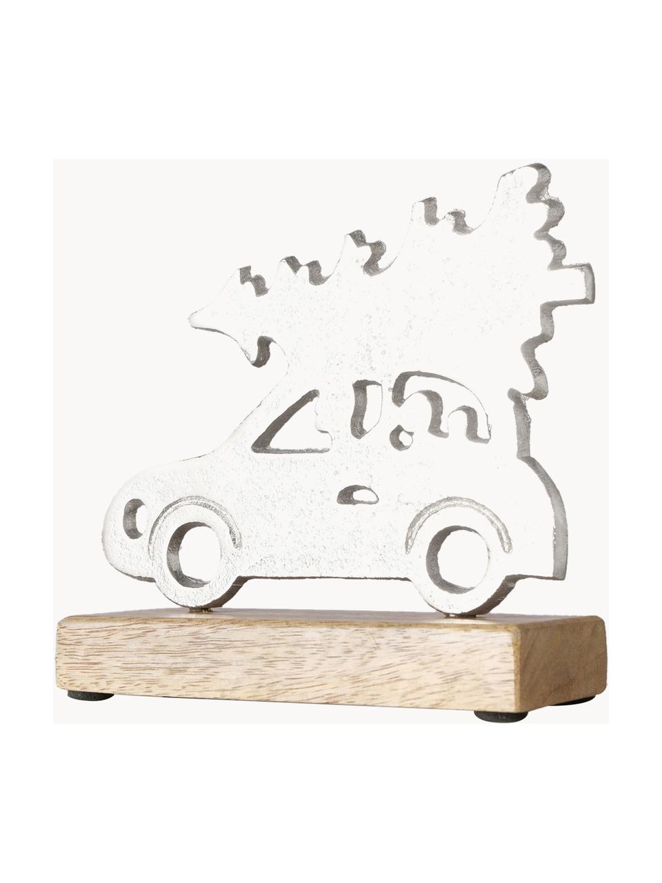 Decoratief figuurtje Driving van metaal, Zilverkleurig, houtkleurig, B 15 x H 15 cm