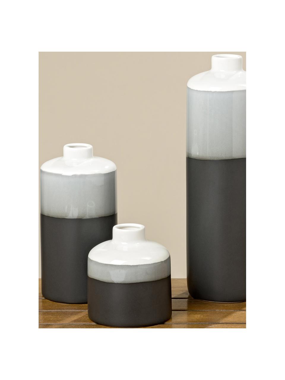 Vasen-Set Brixa aus Porzellan, 3-tlg., Porzellan, Schwarz, Grau, Weiß, matt, Set mit verschiedenen Größen