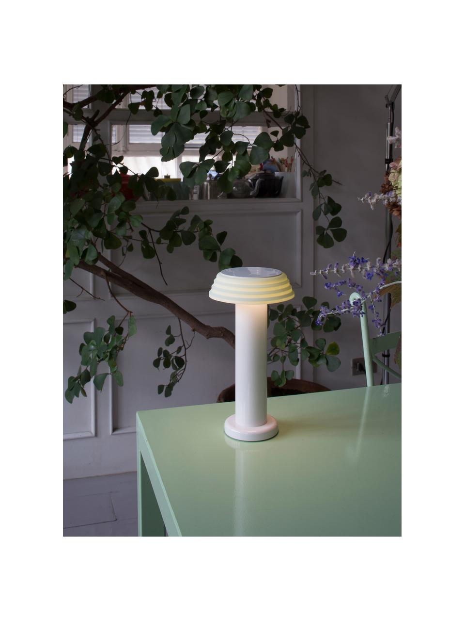 Lampada da tavolo piccola portatile a LED con luce regolabile PL1, Paralume: silicone, Struttura: metallo rivestito, Bianco, verde chiaro, Ø 13 x Alt. 24 cm