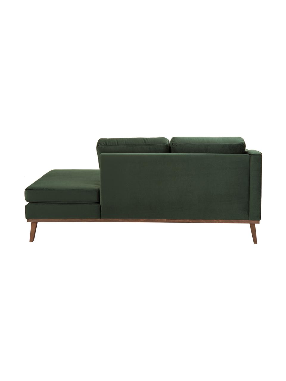 Fluwelen chaise longue Alva in groen met beukenhout-poten, Bekleding: fluweel (hoogwaardig poly, Frame: massief grenenhout, Poten: massief gebeitst beukenho, Olijfkleurig, B 193 x D 94 cm