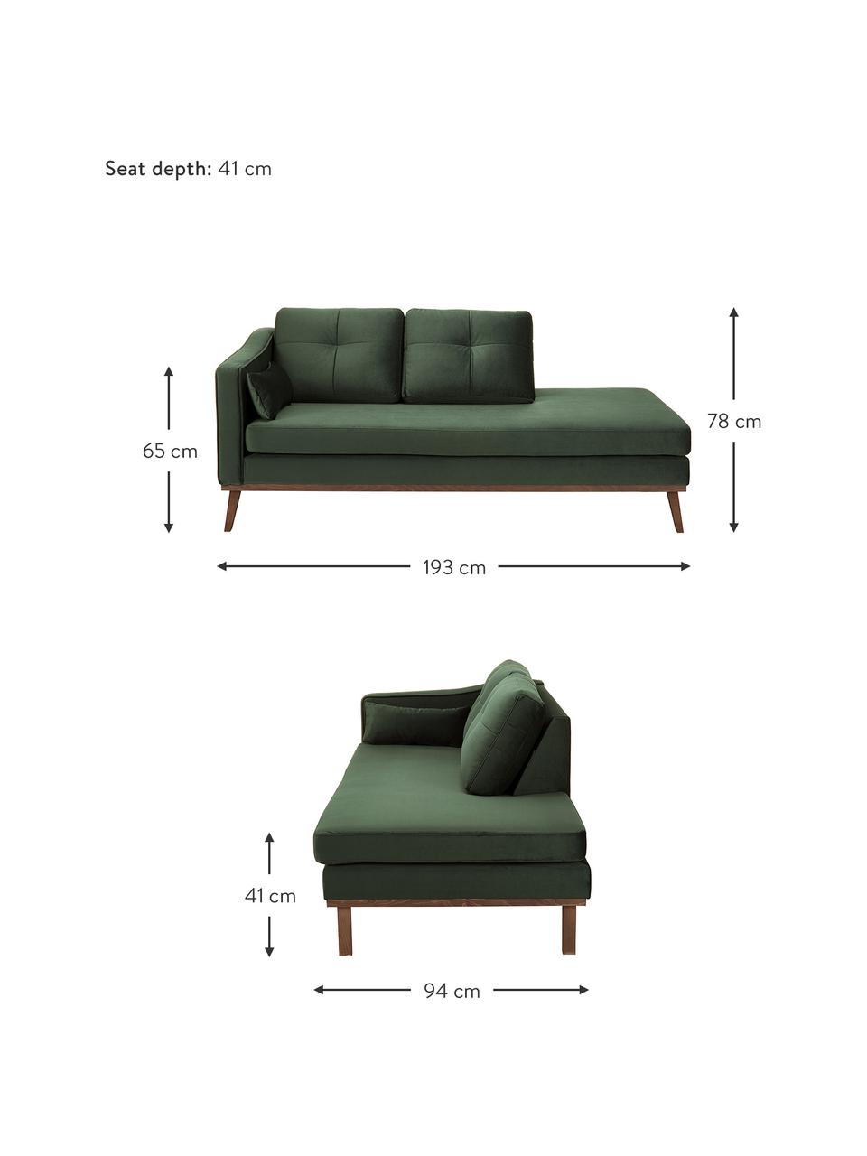 Diván de terciopelo Alva, Tapizado: terciopelo (tapizado de p, Estructura: madera de pino maciza, Patas: madera de haya curtida, Terciopelo verde oliva, An 193 x F 94 cm