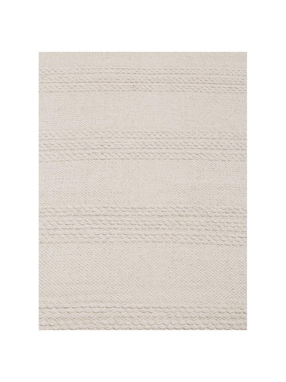 Passatoia bianca a righe con frange Tanja, 100% cotone, Bianco, Larg. 70 x Lung. 200 cm