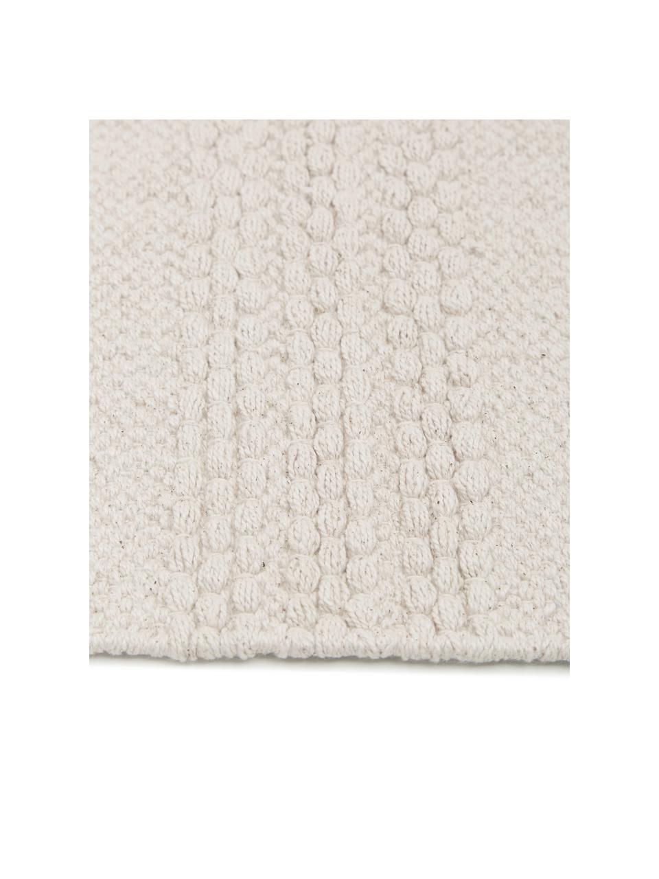 Passatoia bianca a righe con frange Tanja, 100% cotone, Bianco, Larg. 70 x Lung. 200 cm