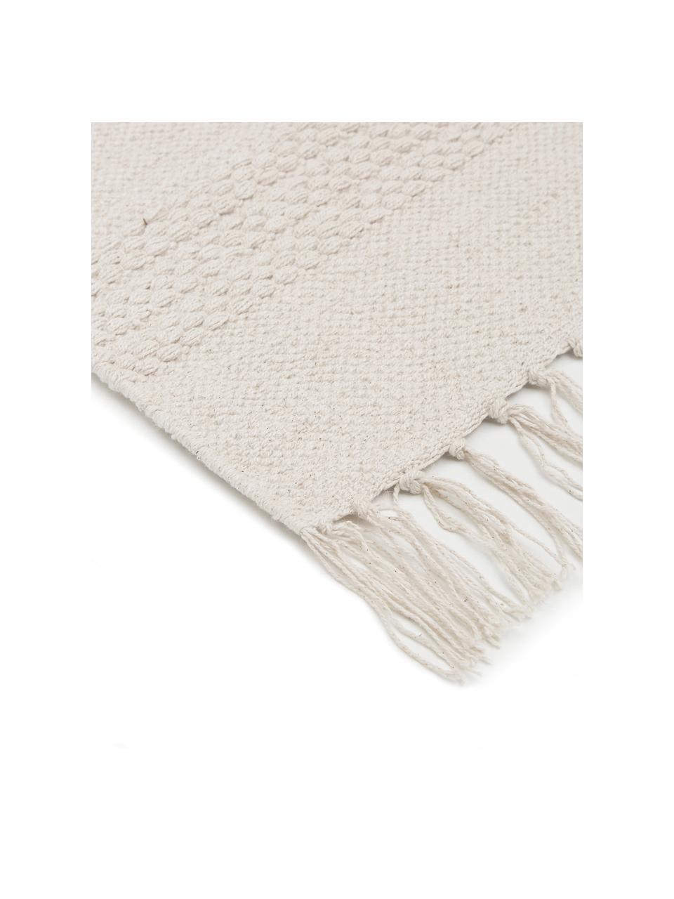 Tapis de couloir blanc Vanya, 100 % coton, Blanc, Larg. 70 x long. 200 cm