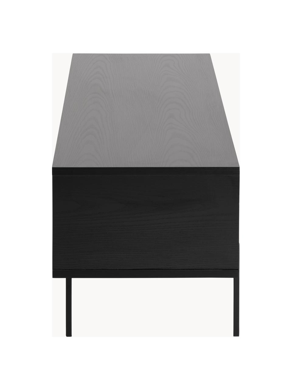 TV-Konsole Angus, Korpus: Mitteldichte Holzfaserpla, Füße: Metall, pulverbeschichtet, Holz, schwarz lackiert, B 140 x H 45 cm