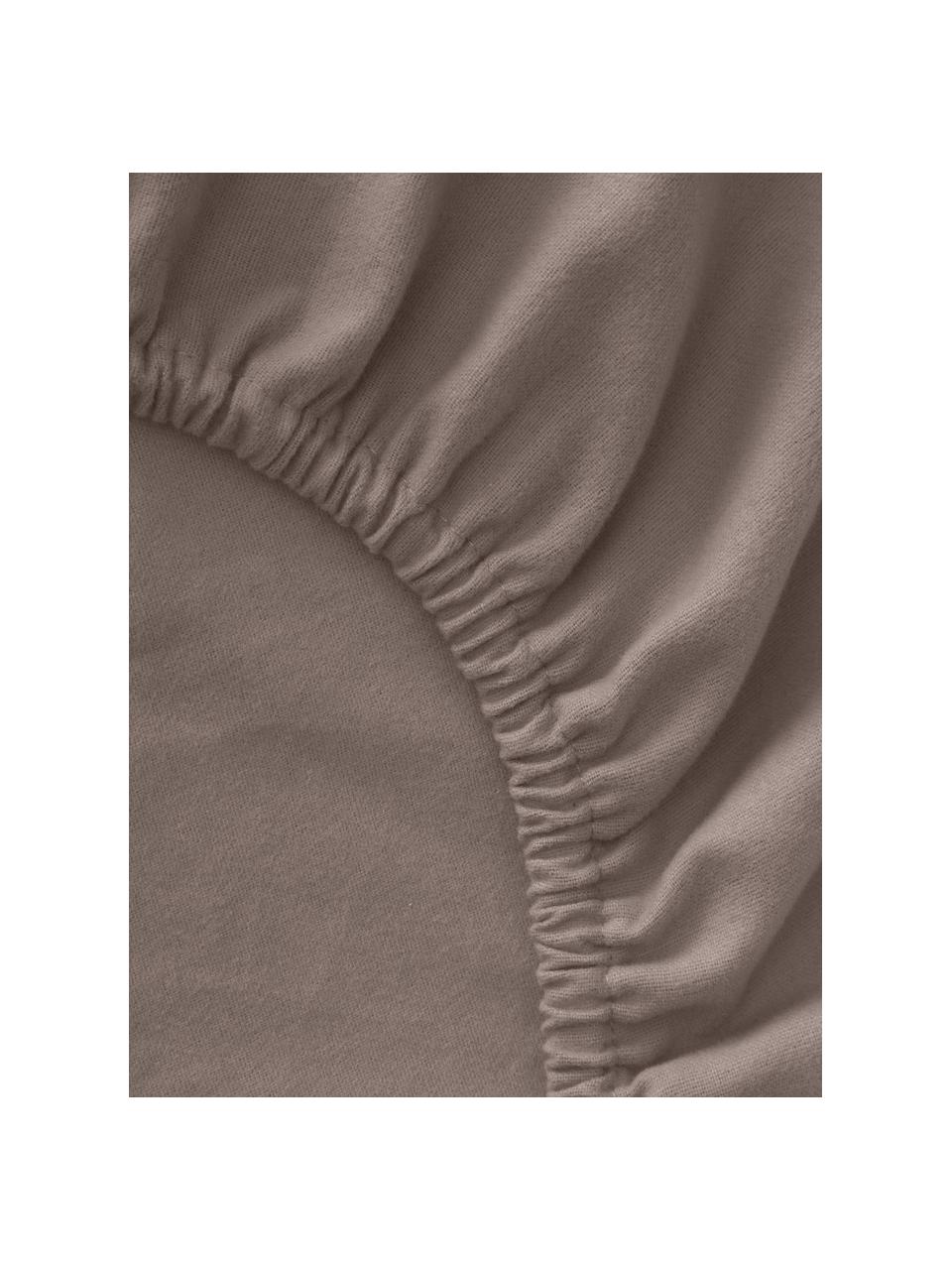 Boxspring-Spannbettlaken Biba, Flanell, Webart: Flanell, Taupe, B 200 x L 200 cm, H 35 cm