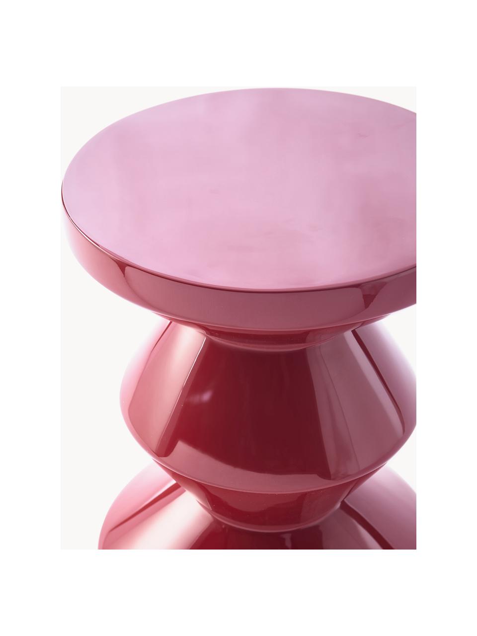 Kulatý odkládací stolek Zig Zag, Lakovaná umělá hmota, Vínově červená, Ø 36 cm, V 46 cm