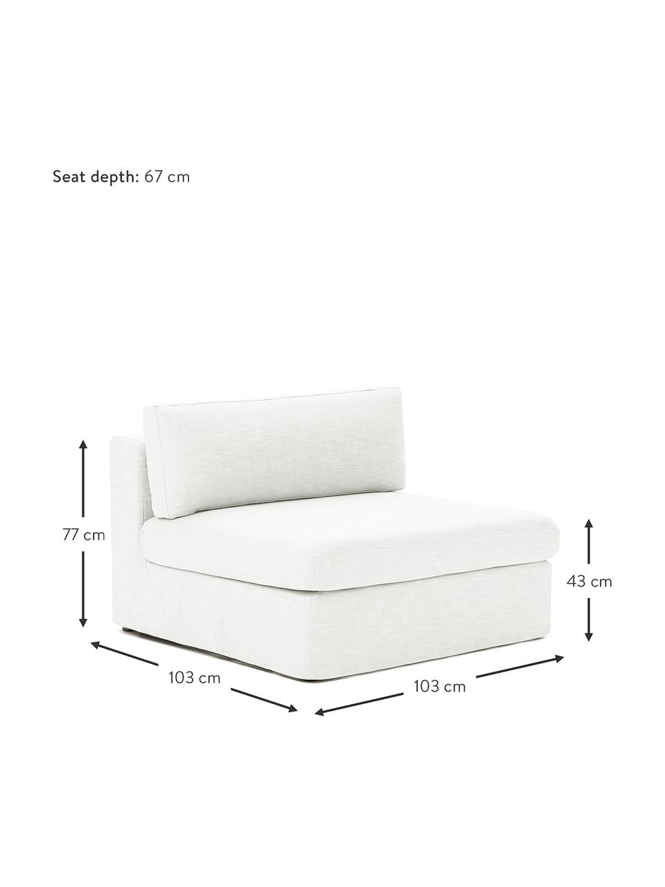 Modulo centrale con rivestimento sfoderabile Russell, Rivestimento: 100% cotone Con 50.000 ci, Struttura: legno di pino massiccio c, Gambe: plastica, Tessuto bianco latte, Larg. 103 x Prof. 103 cm
