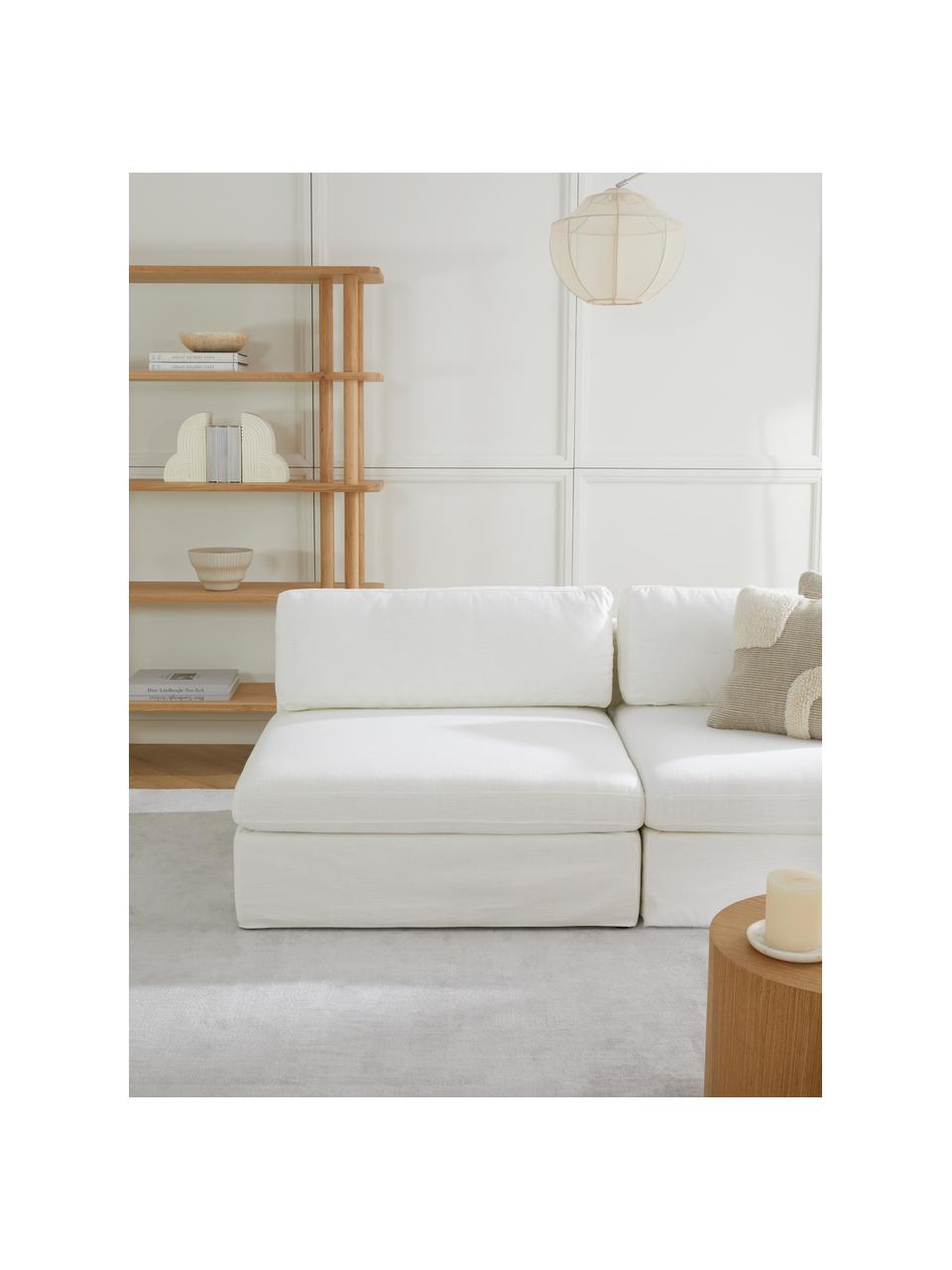 Mittelmodul Russell mit abnehmbaren Bezügen, Bezug: 100% Baumwolle Der strapa, Gestell: Massives Kiefernholz, Spe, Webstoff Off White, B 103 x T 103 cm