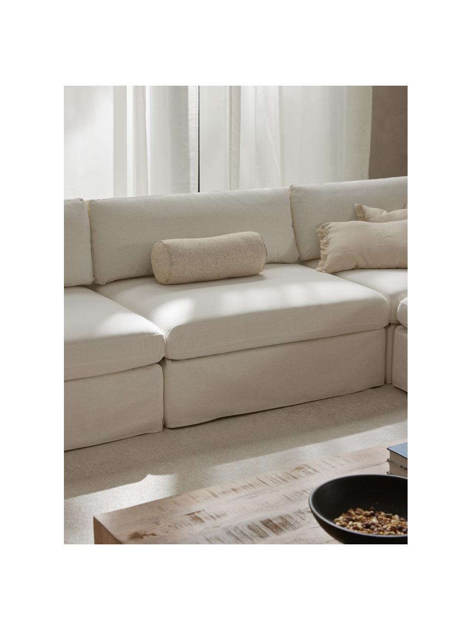 Mittelmodul Russell mit abnehmbaren Bezügen, Bezug: 100% Baumwolle Der strapa, Gestell: Massives Kiefernholz, Spe, Füße: Kunststoff Dieses Produkt, Webstoff Off White, B 103 x T 103 cm