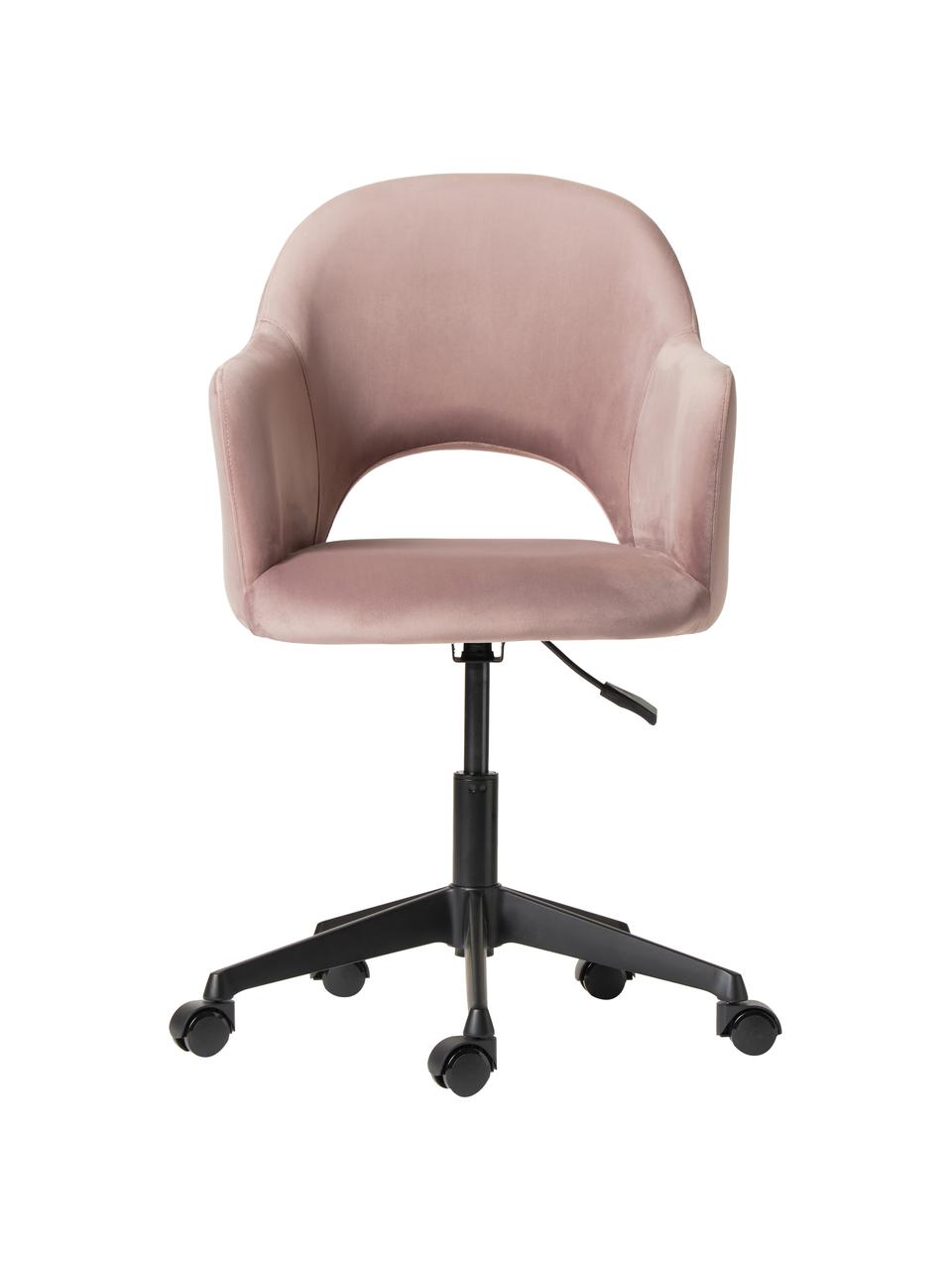 Sametové kancelářské otočné křeslo s područkami Rachel, výškově nastavitelné, Růžová, Š 65 cm, H 68 cm