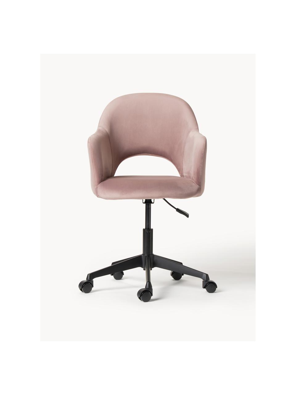 Chaise de bureau pivotante en velours Rachel, hauteur ajustable, Velours vieux rose, larg. 65 x prof. 68 cm