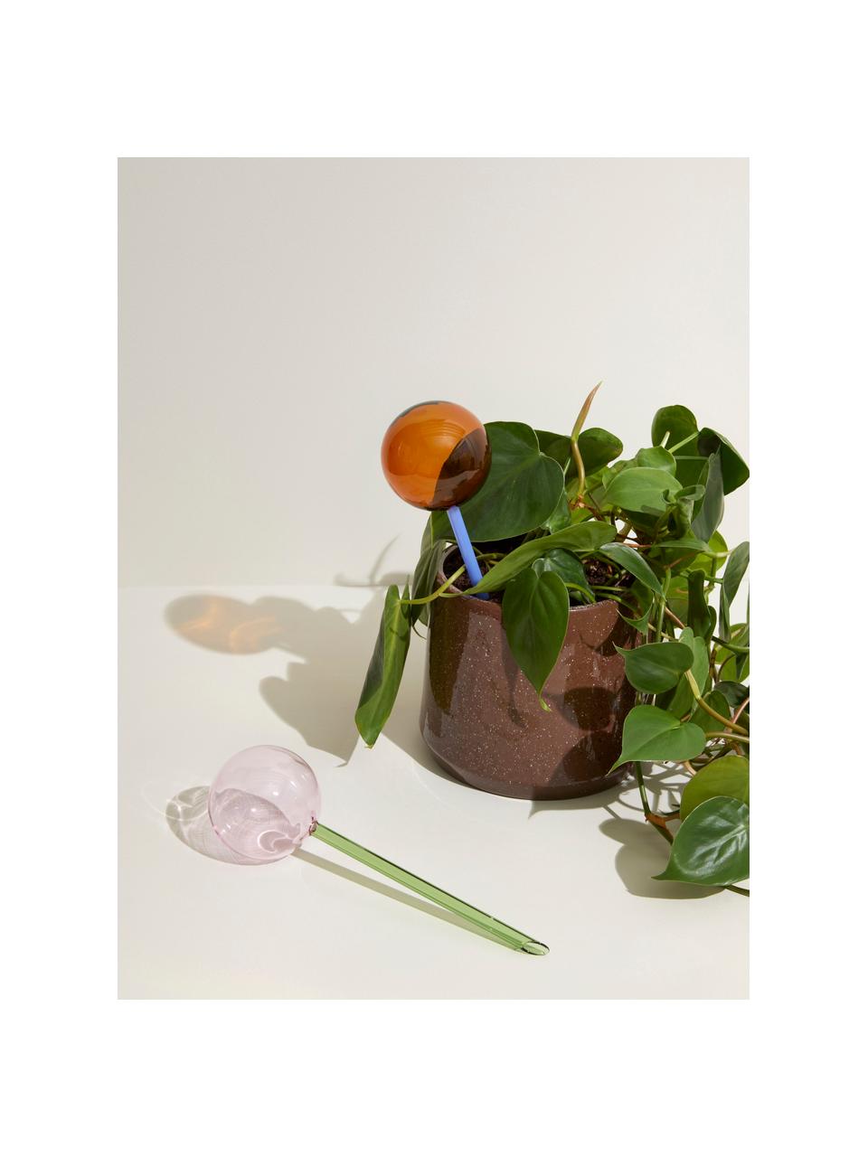 Handgemaakte waterbol Flora, Glas, Lichtroze, groen, Ø 8 x H 27 cm