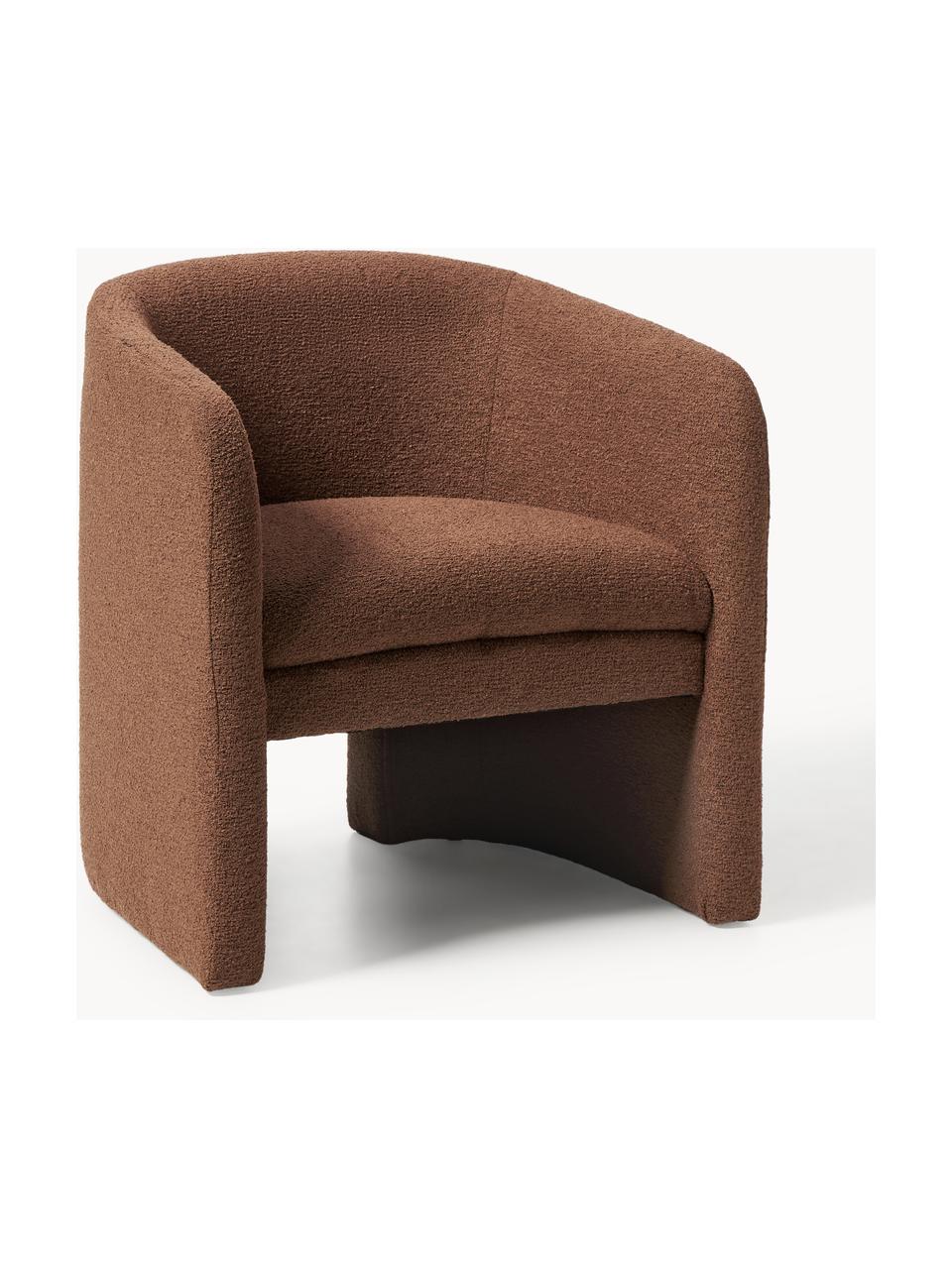 Fauteuil lounge en bouclette Mairo, Bouclette brun, larg. 68 x prof. 62 cm