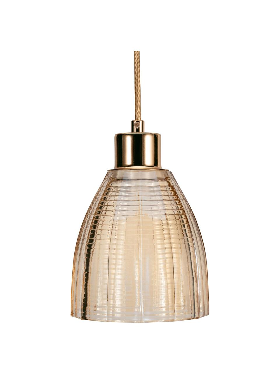 Malé závěsné svítidlo ze skla Gleaming Gold, Zlatá, jantarová, Ø 13 cm, V 14 cm