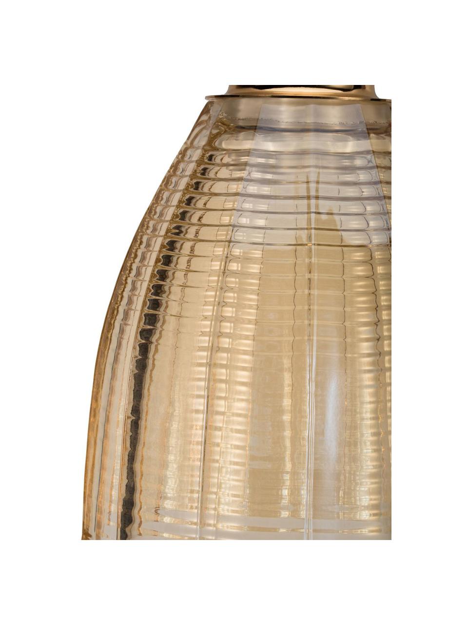 Kleine Pendelleuchte Gleaming Gold aus Glas, Lampenschirm: Glas, Baldachin: Metall, Dekor: Metall, Goldfarben, Bernsteinfarben, Ø 13 x H 14 cm