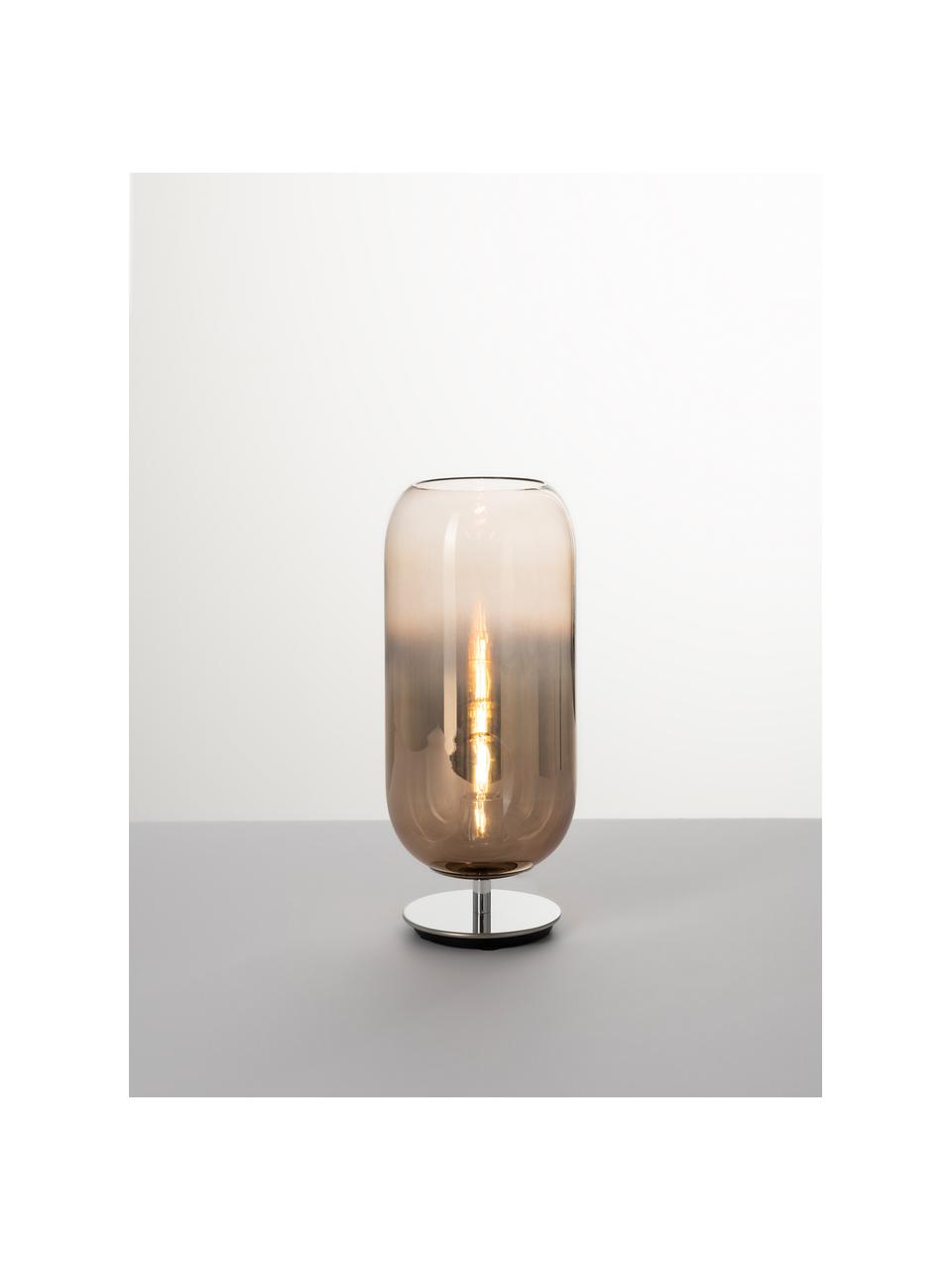 Lampe à poser soufflée bouche Gople, tailles variées, Brun, argenté, Ø 21 x haut. 49 cm