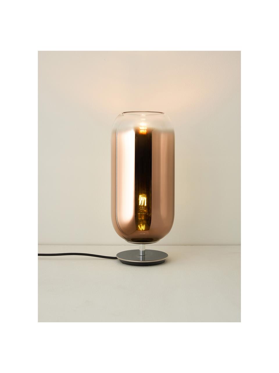 Lampe à poser soufflée bouche Gople, tailles variées, Brun, argenté, Ø 21 x haut. 49 cm