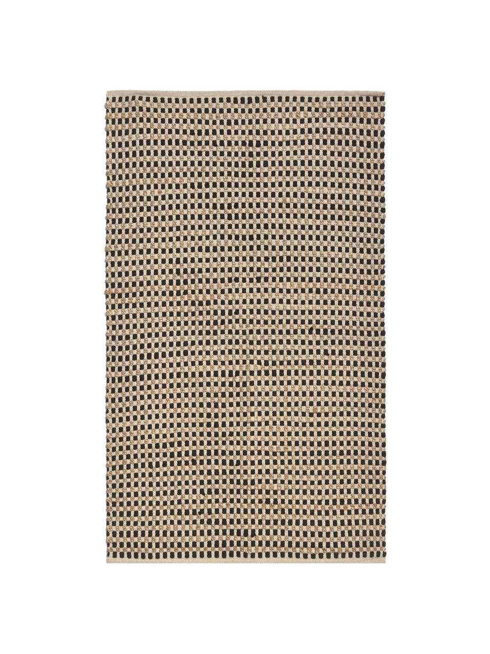 Teppich Fiesta aus Baumwolle/Jute, 55% Chindi Baumwolle, 45% Jute, Schwarz, Beige, B 150 x L 200 cm (Grösse S)