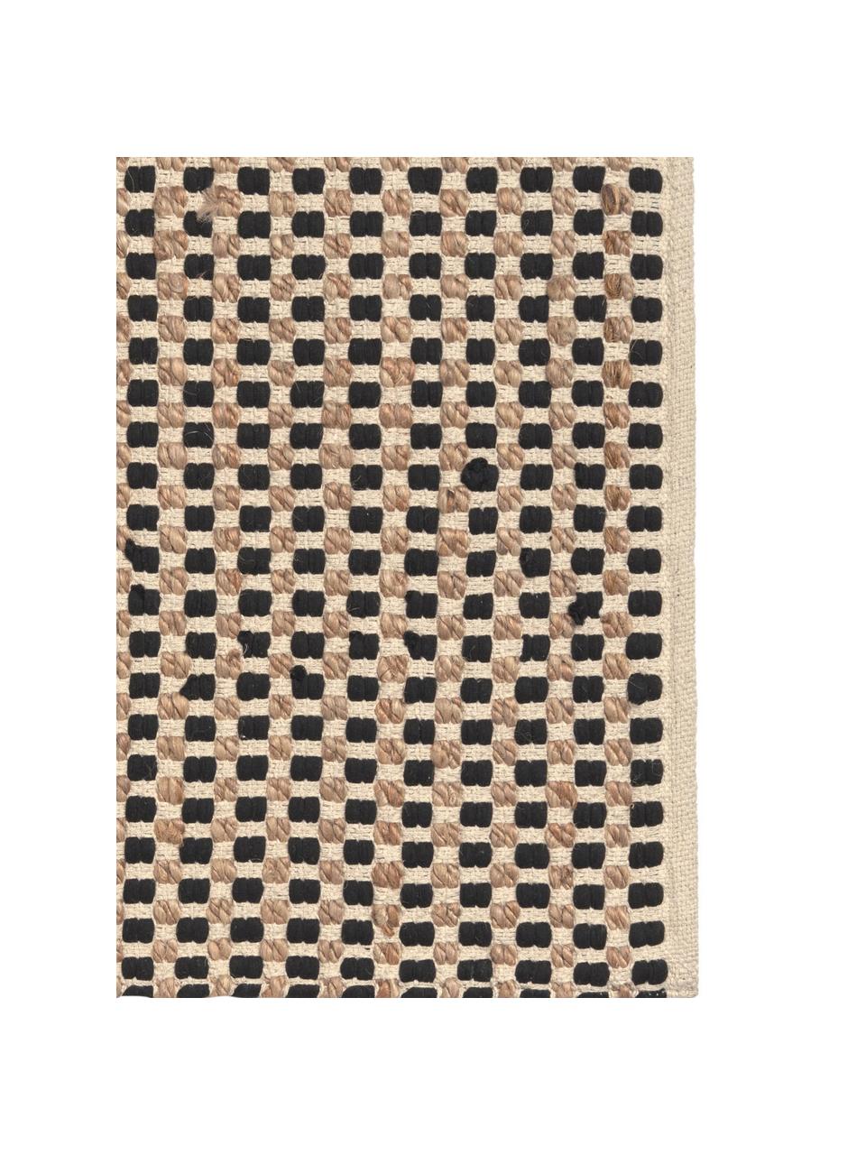 Teppich Fiesta aus Baumwolle/Jute, 55% Chindi Baumwolle, 45% Jute, Schwarz, Beige, B 150 x L 200 cm (Größe S)