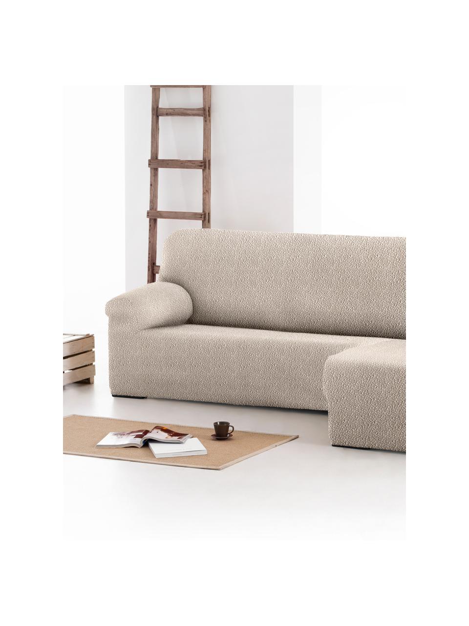 Funda de sofá rinconero Roc, 55% poliéster, 35% algodón, 10% elastómero, Crema, An 360 x F 180 cm, chaise longue derecha