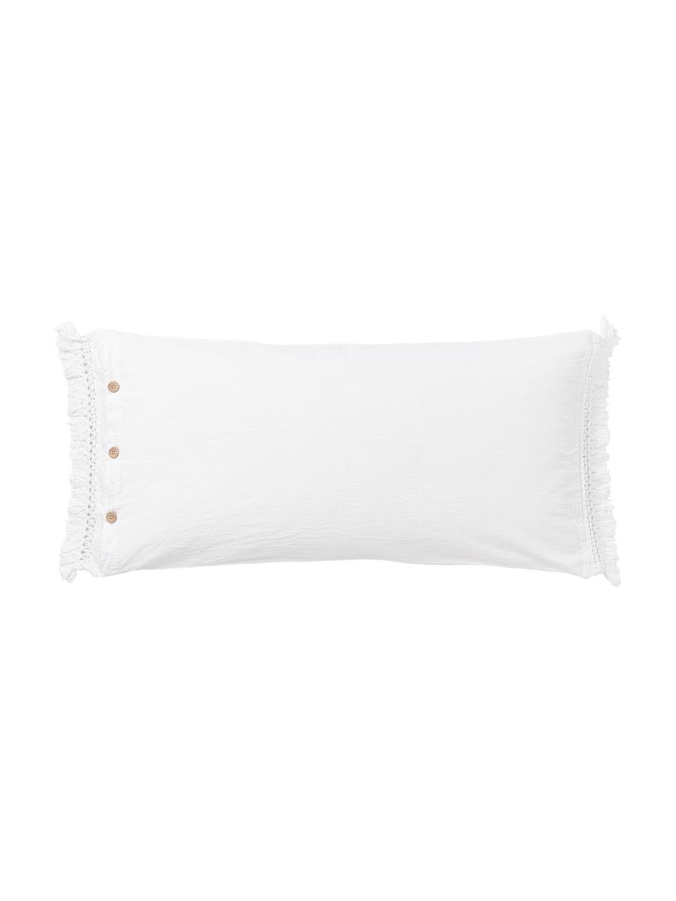 Poszewka na poduszkę z bawełny z frędzlami Abra, Biały, S 40 x D 80 cm