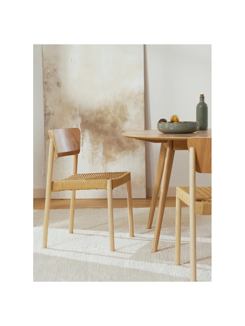 Krzesło z drewna z rattanowym siedziskiem Danny, 2 szt., Stelaż: lite drewno bukowe, Jasne drewno naturalne, S 52 x G 51 cm