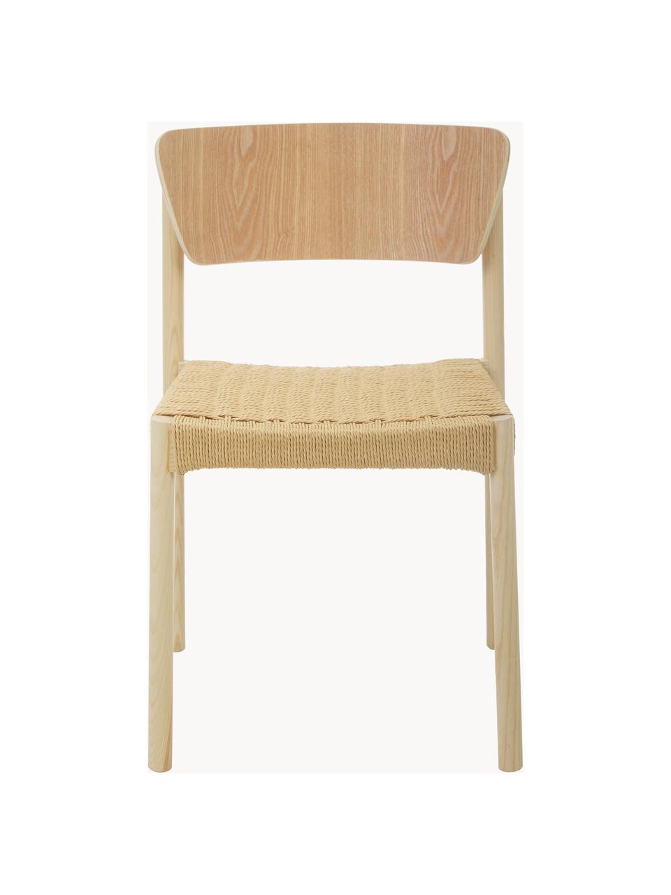 Holzstühle Danny mit Rattan-Sitzfläche, 2 Stück, Gestell: Massives Buchenholz, Sitzfläche: Papierrattan, Rückenlehne: Schichtholz mit Eschenhol, Buchenholz, Beige, B 52 x T 51 cm