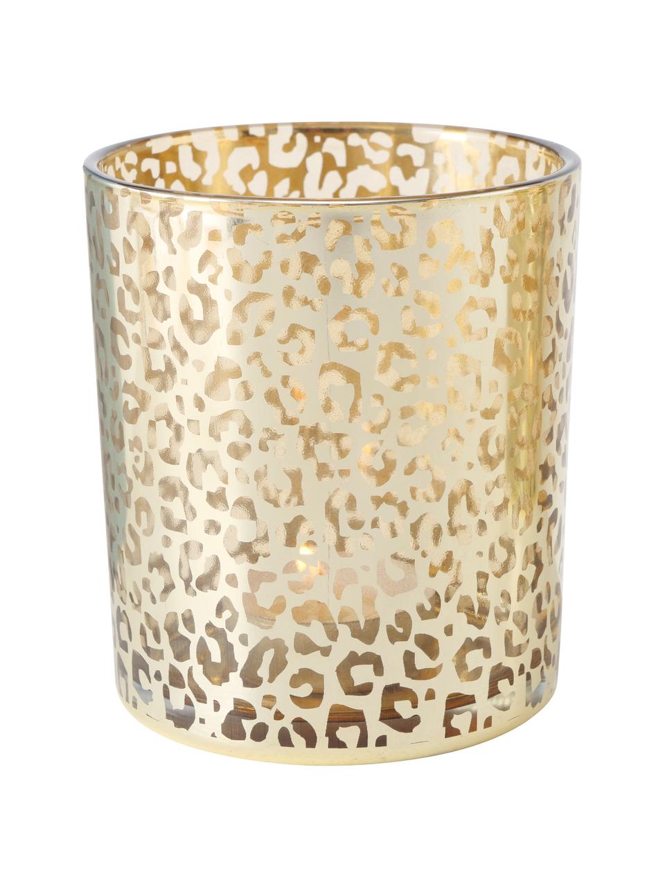 Teelichthalter-Set Tiger, 2-tlg., Glas, Goldfarben, Transparent, Je Ø 9 x H 10 cm
