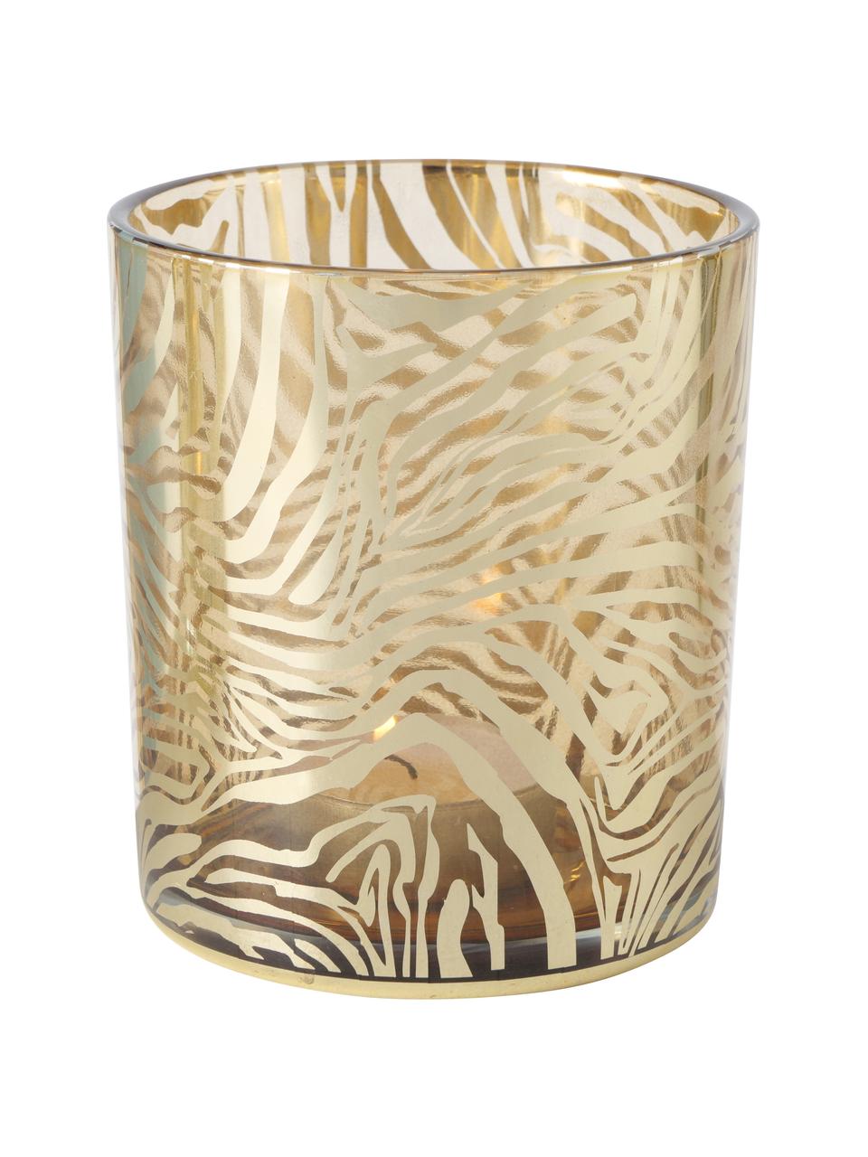 Komplet świeczników na tealighty Tiger, 2 elem., Szkło, Odcienie złotego, transparentny, Ø 9 x W 10 cm