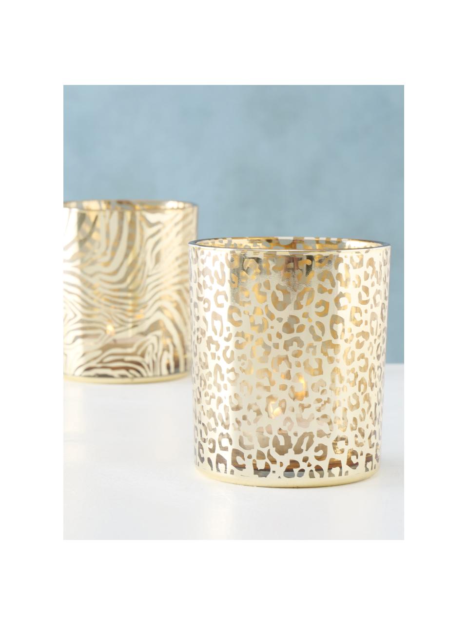 Sada svícnů na čajové svíčky Tiger, 2 díly, Sklo, Zlatá, transparentní, Ø 9 cm, V 10 cm
