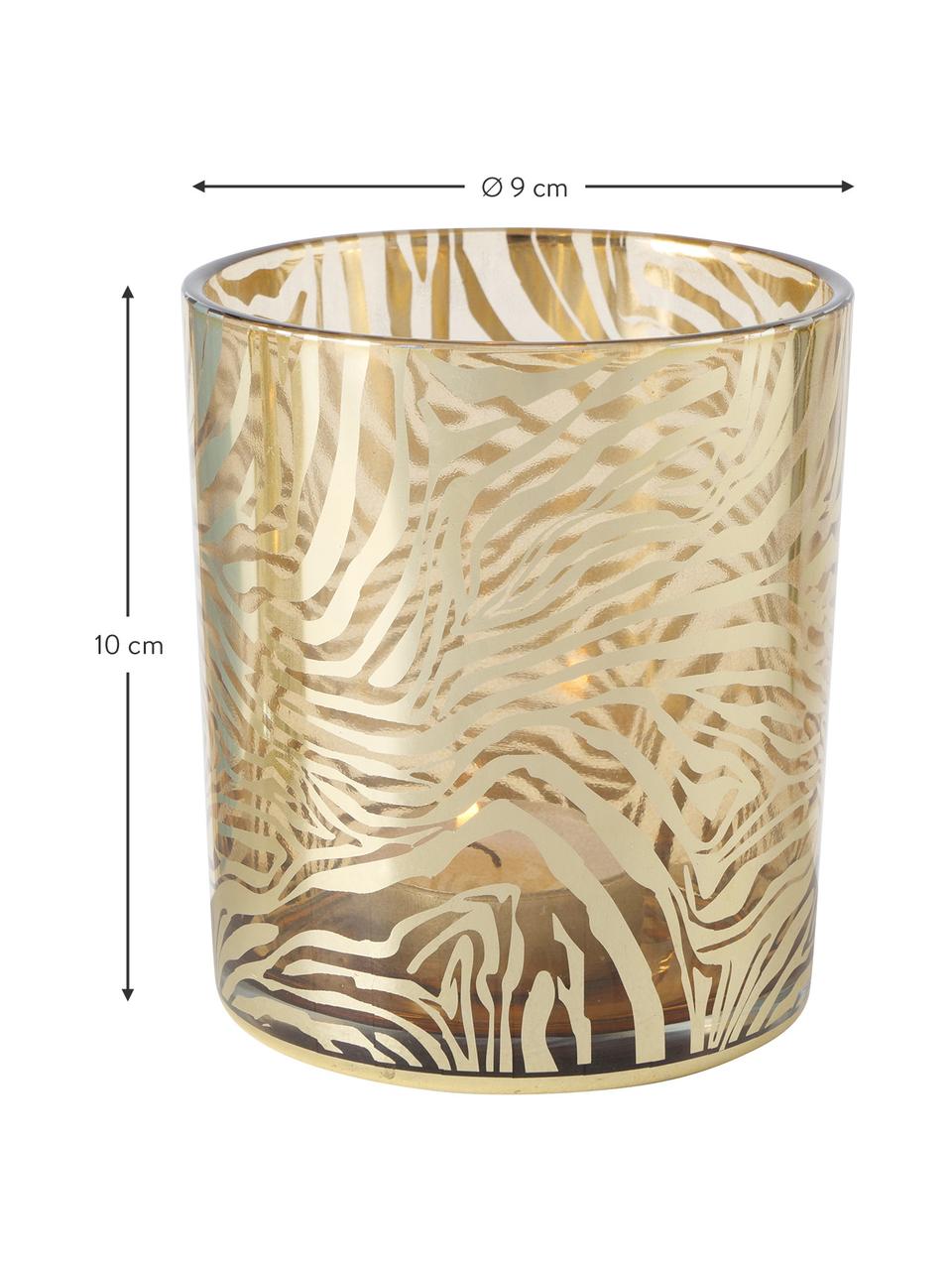 Sada svícnů na čajové svíčky Tiger, 2 díly, Sklo, Zlatá, transparentní, Ø 9 cm, V 10 cm
