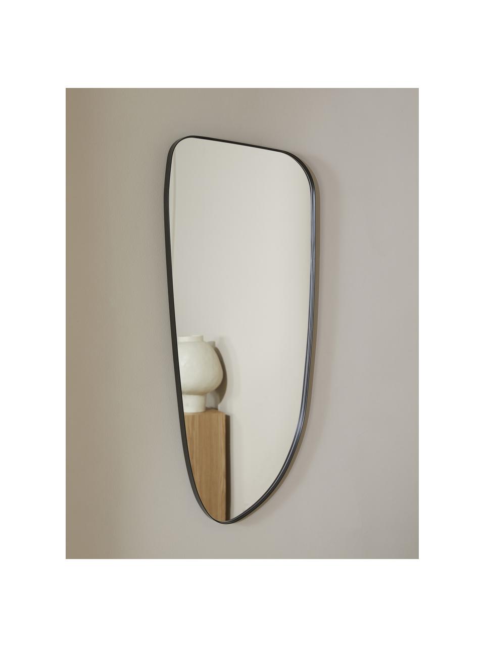 Espejo de pared curvo Oiva, Parte trasera: tablero de fibras de dens, Espejo: cristal, Negro, An 40 x Al 95 cm